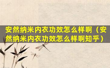 安然纳米内衣功效怎么样啊（安然纳米内衣功效怎么样啊知乎）