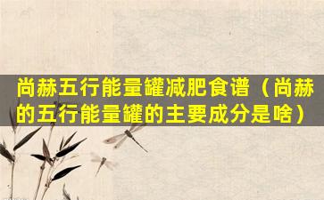 尚赫五行能量罐减肥食谱（尚赫的五行能量罐的主要成分是啥）