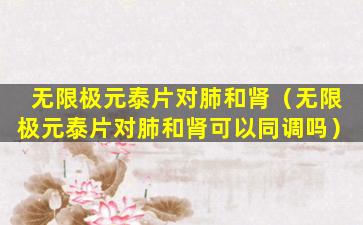 无限极元泰片对肺和肾（无限极元泰片对肺和肾可以同调吗）