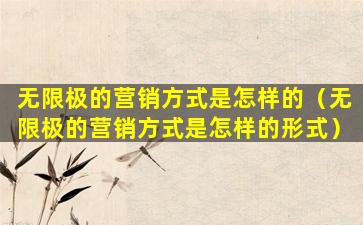 无限极的营销方式是怎样的（无限极的营销方式是怎样的形式）
