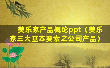 美乐家产品概论ppt（美乐家三大基本要素之公司产品）