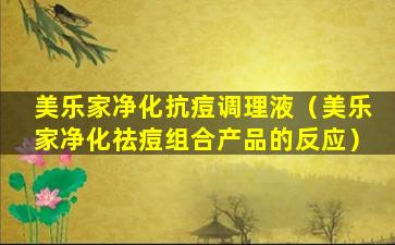 美乐家净化抗痘调理液（美乐家净化祛痘组合产品的反应）