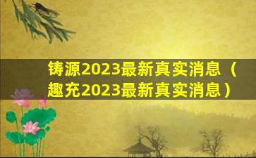 铸源2023最新真实消息（趣充2023最新真实消息）