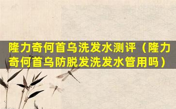 隆力奇何首乌洗发水测评（隆力奇何首乌防脱发洗发水管用吗）